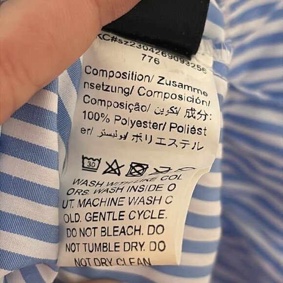 Women’s Blue and White Striped Midi Sundress Ruffled Shoulder Size 2XL - Picture 5 of 7